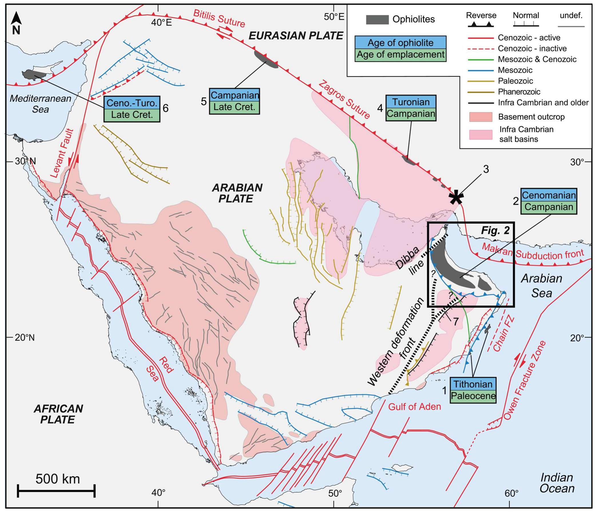 Simplified structural map of the arabian plate, modified