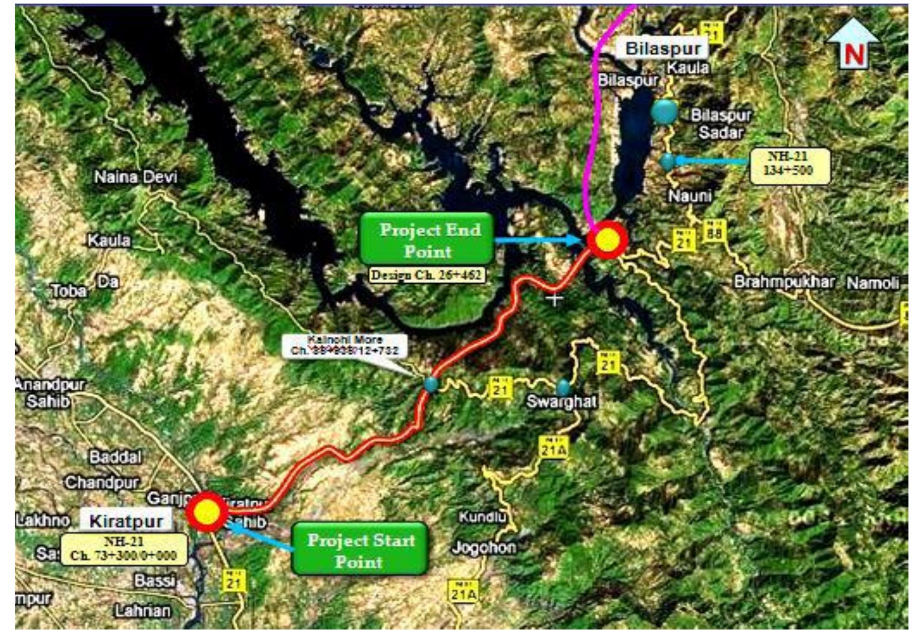 Ropar Map Map of kiratpur- nerchowk road expansion project (source: