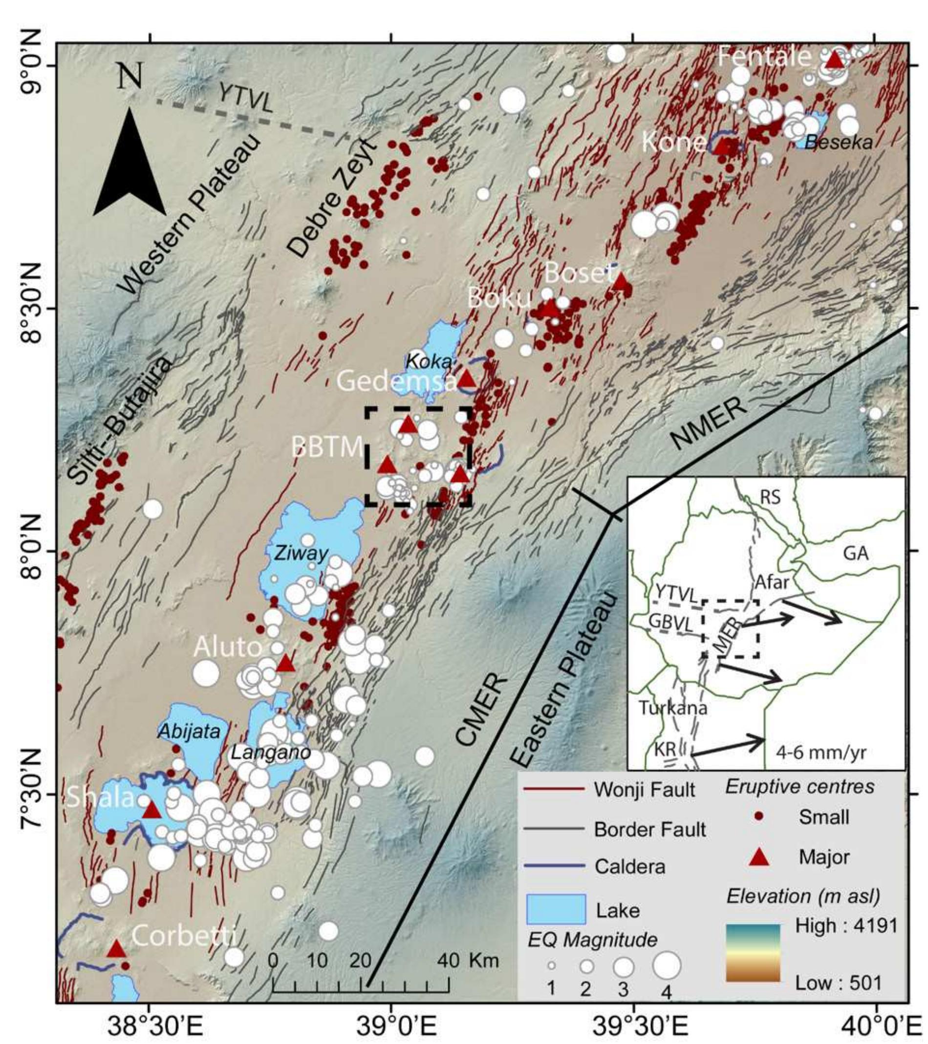 Volcano-tectonic overview map of the main ethiopian rift