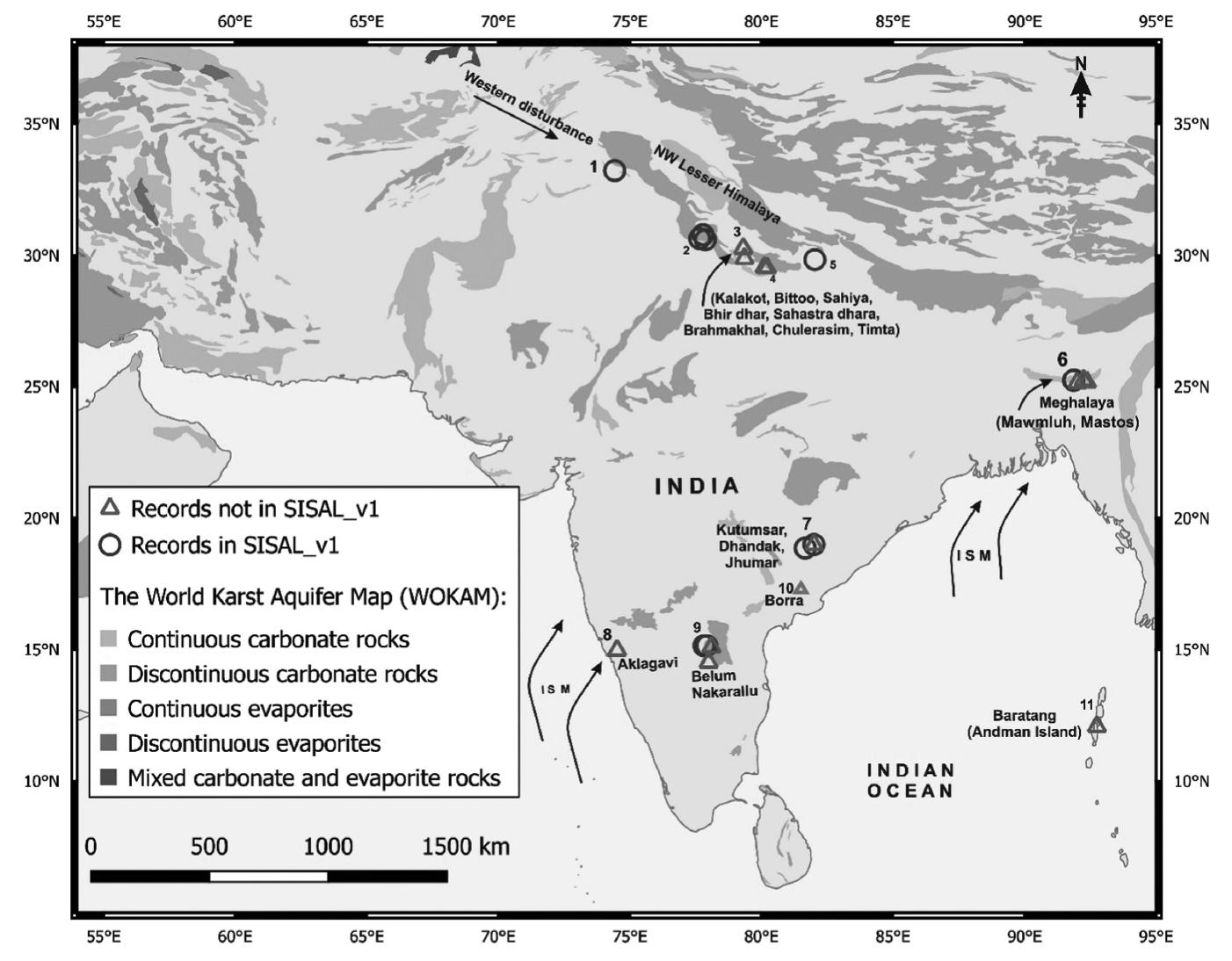1 map of india showing the locations of the caves (see map