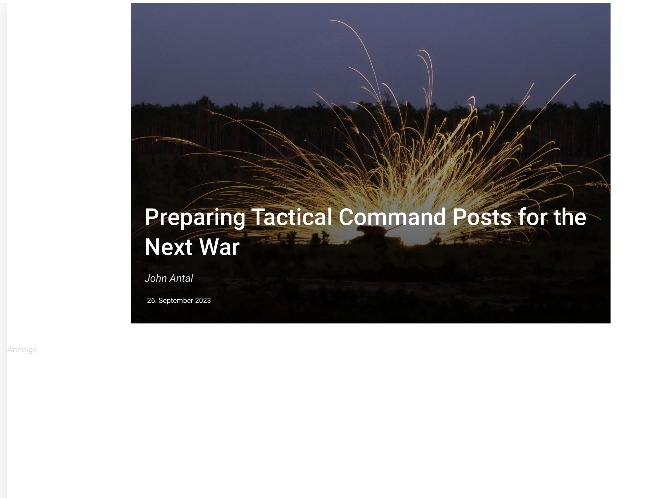 (PDF) Preparing Tactical Command Posts for the Next War - European ...