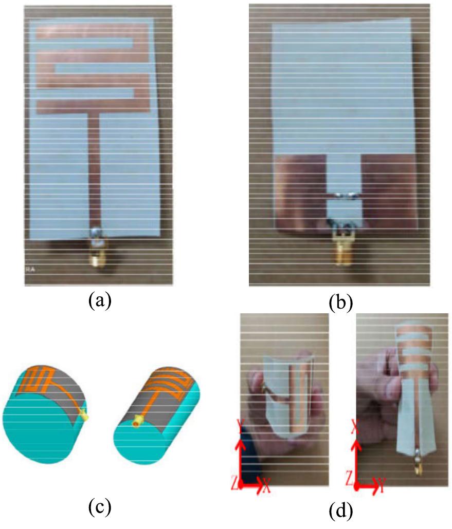 Prototype of the antenna (a) front view (b) back view (c)