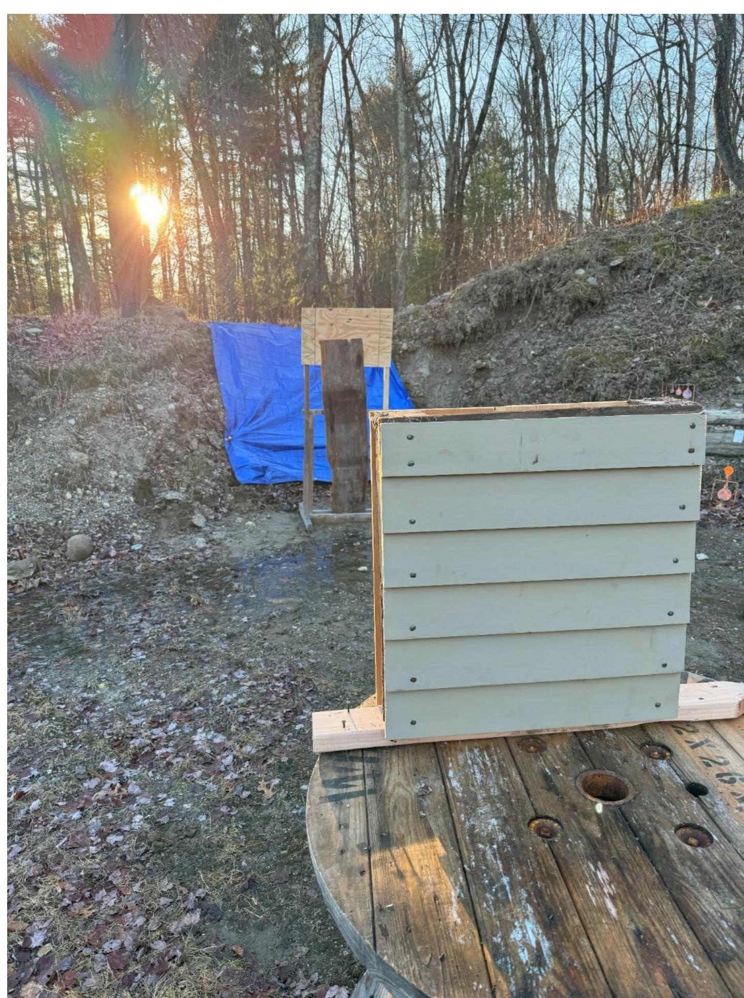 Figure 9. Wall 1 and interior paneling setup prior to shooting. 