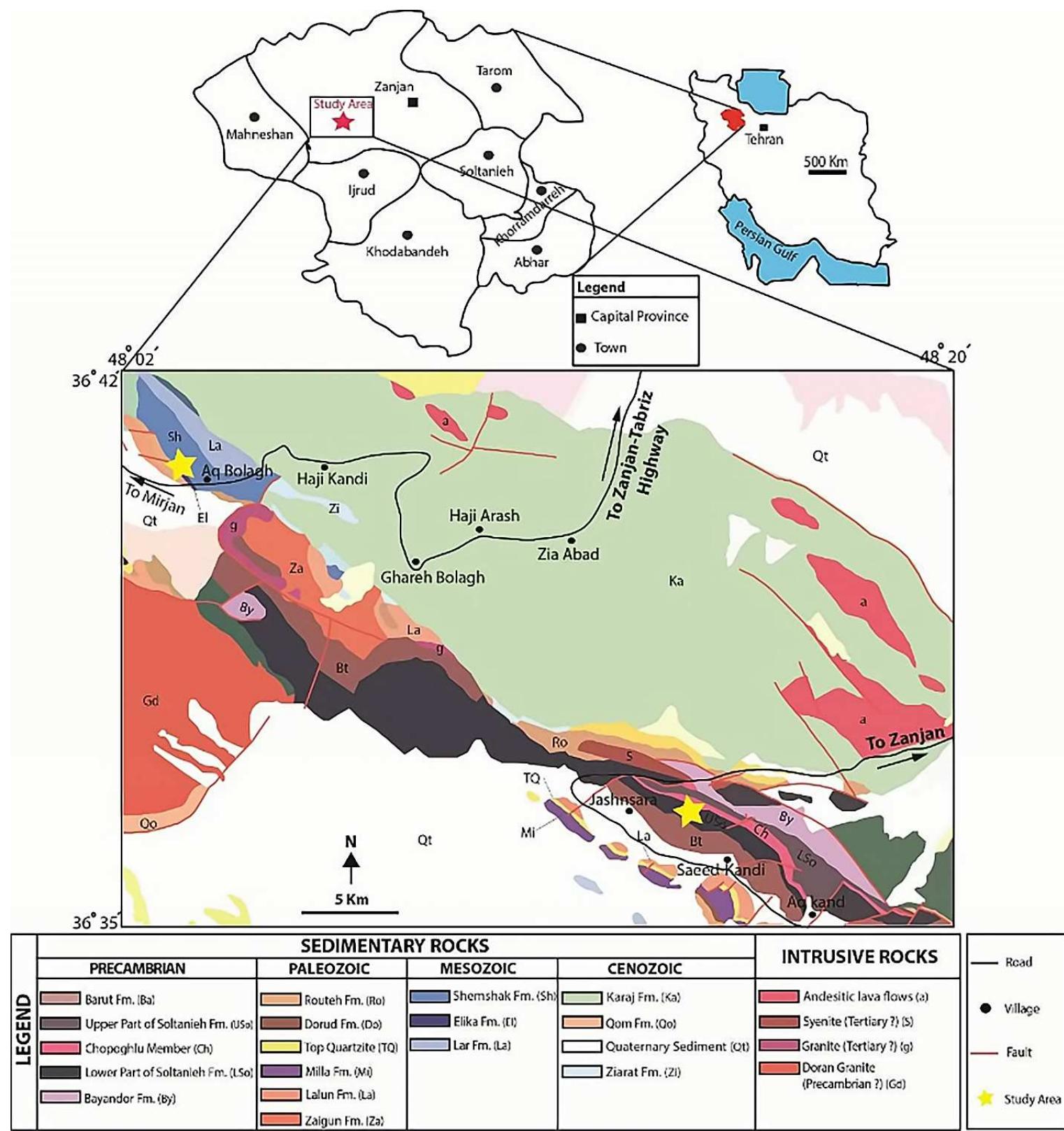 Stone Composition Map The geological map and geographical location of the study