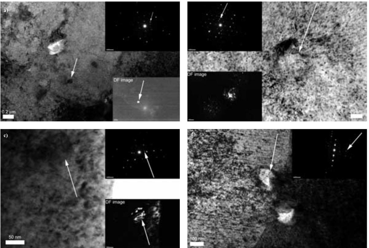 —bright field images and corresponding saed patterns of