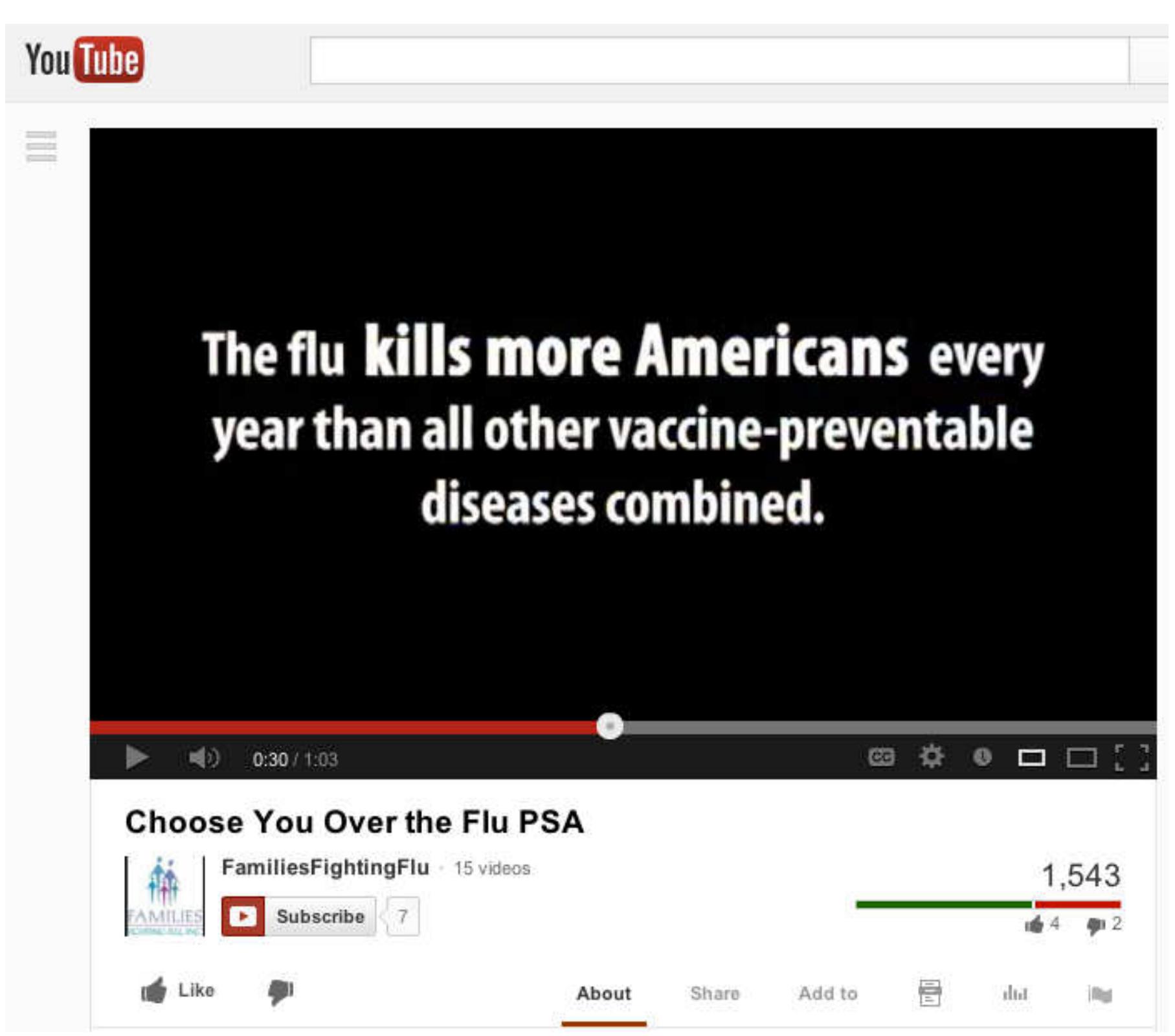 Screenshot of “Choose You Over the Flu” PSA 