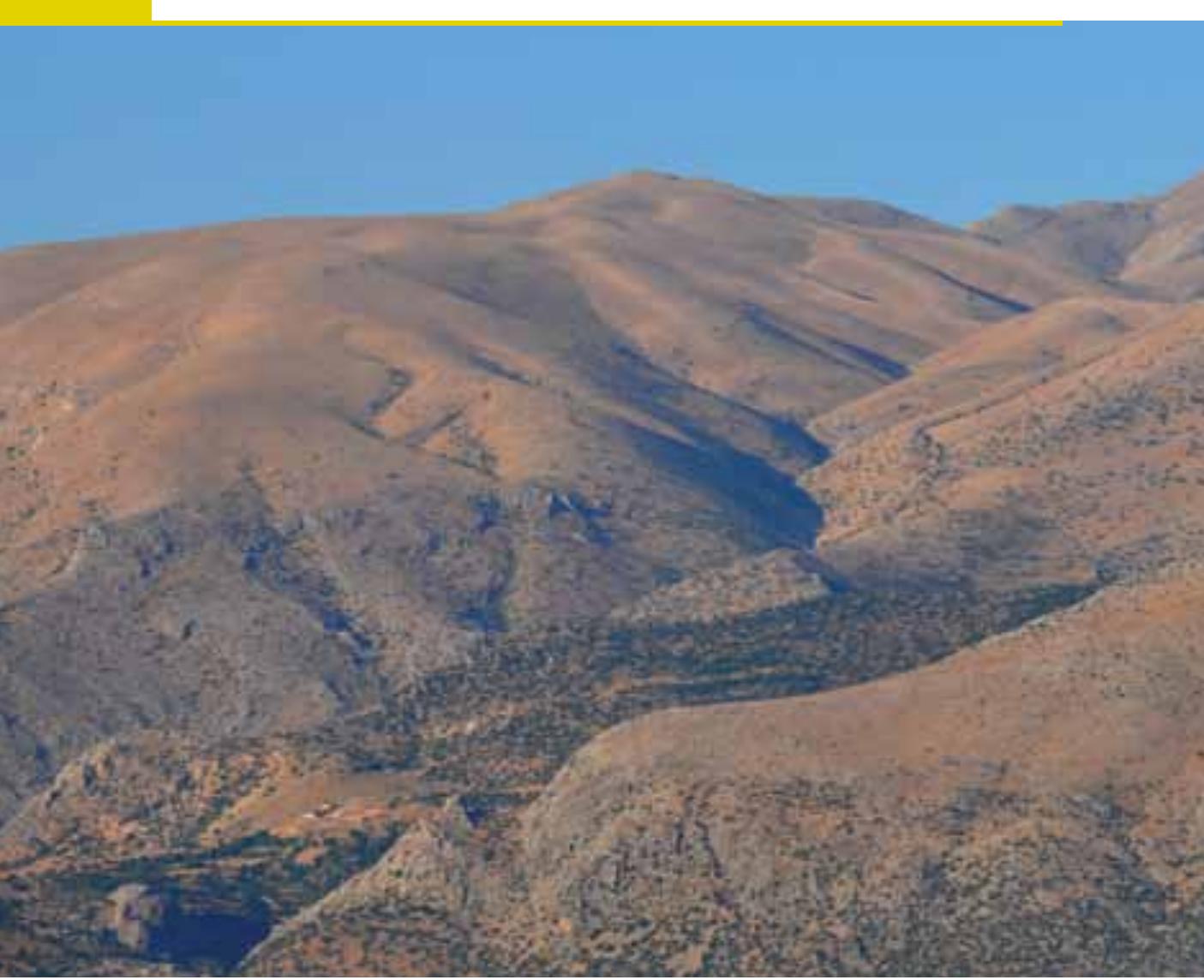View of Nemrut Dag from the south-west with the tumulus of Antiochos on top of the highest peak.  
