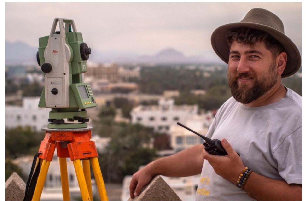 Figure 7. Topographic mapping of the town with a total station system, photogrammetry and GIS. Photo Peter Brown. 
