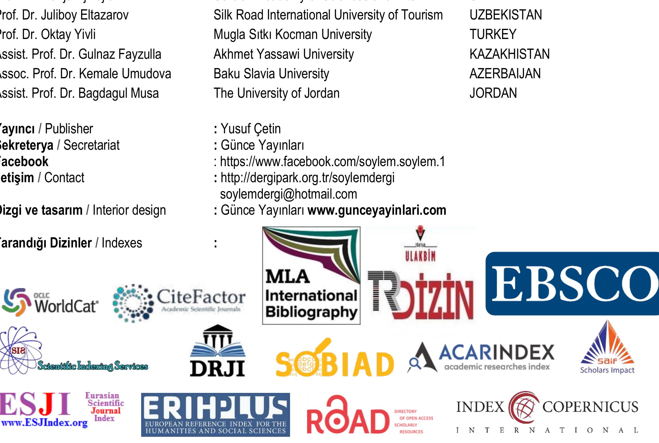 (Sdylem is a refereed e-journal published three times a year, April, August and December) 