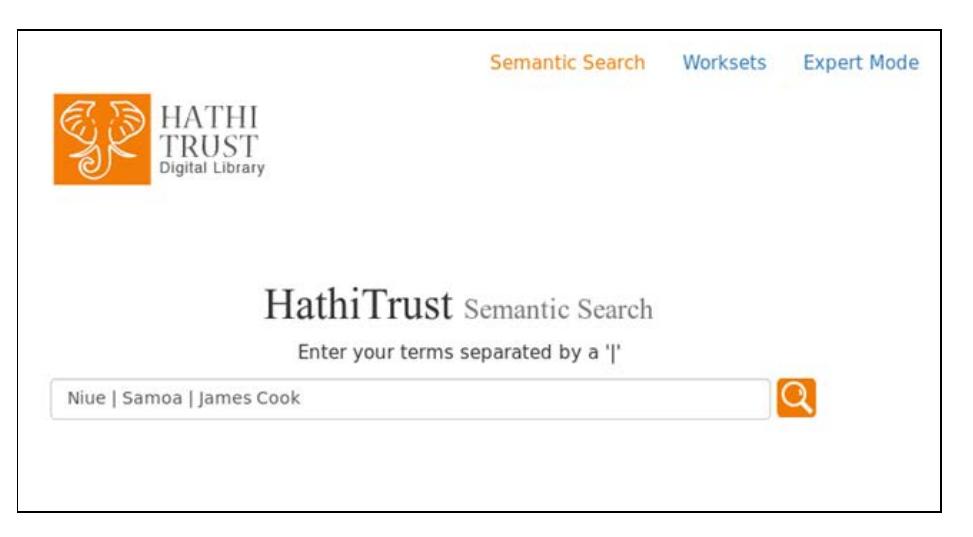 Fig. 5. Query interface with user query search “Niue” “Samoa” “James Cook”  Introducing Capisco: Semantically-enhanced Search 