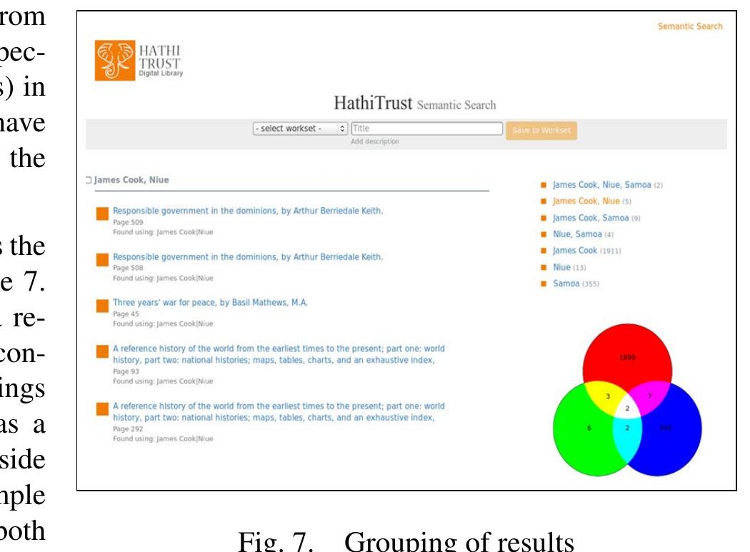 Fig. 6. User-guided disambiguation for search “Niue” “Samoa” “James Cook” 