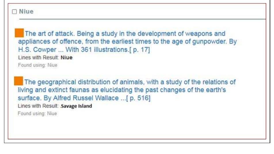 Fig. 8. Selected results for search for {Niue} 