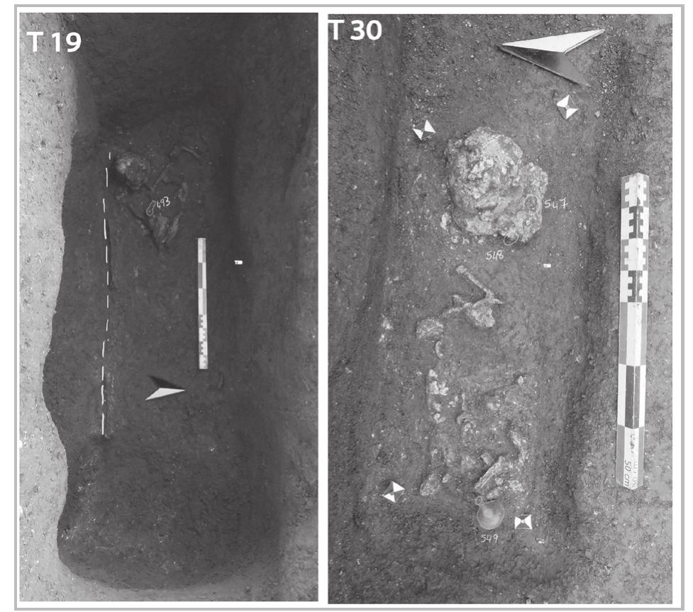Fig. 30- Tombs 19 and 30 (first century AD).  Typology: decayed wooden coffin. 