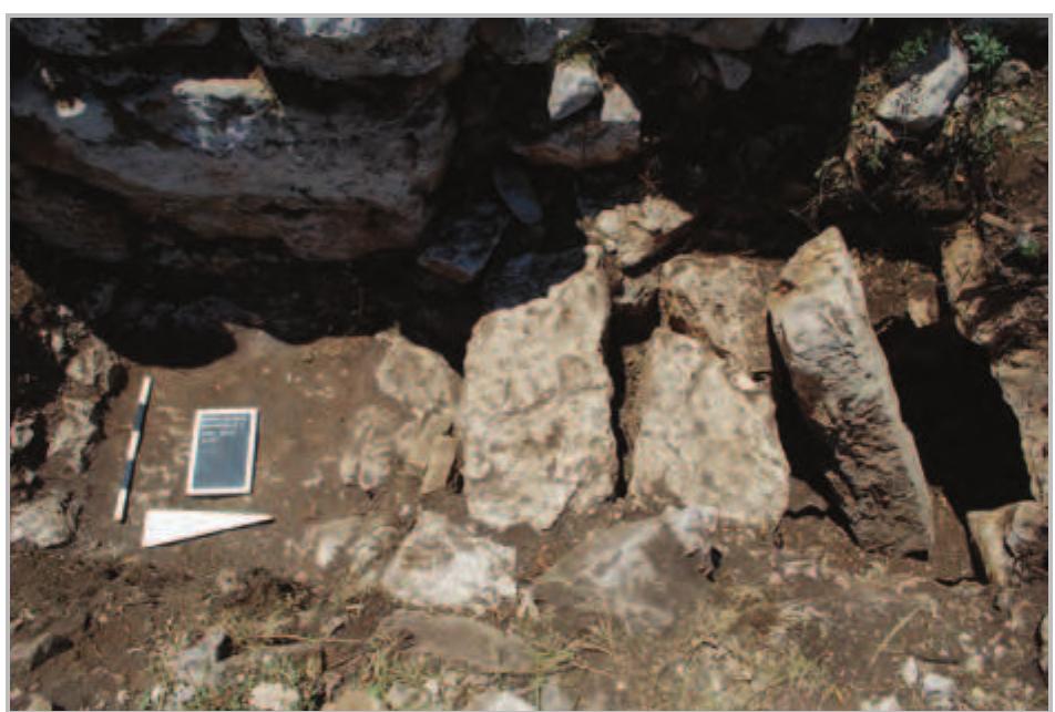 Fig. 13- Area 2/3: view of the stone slabs covering the entrance to the chamber from the east. 