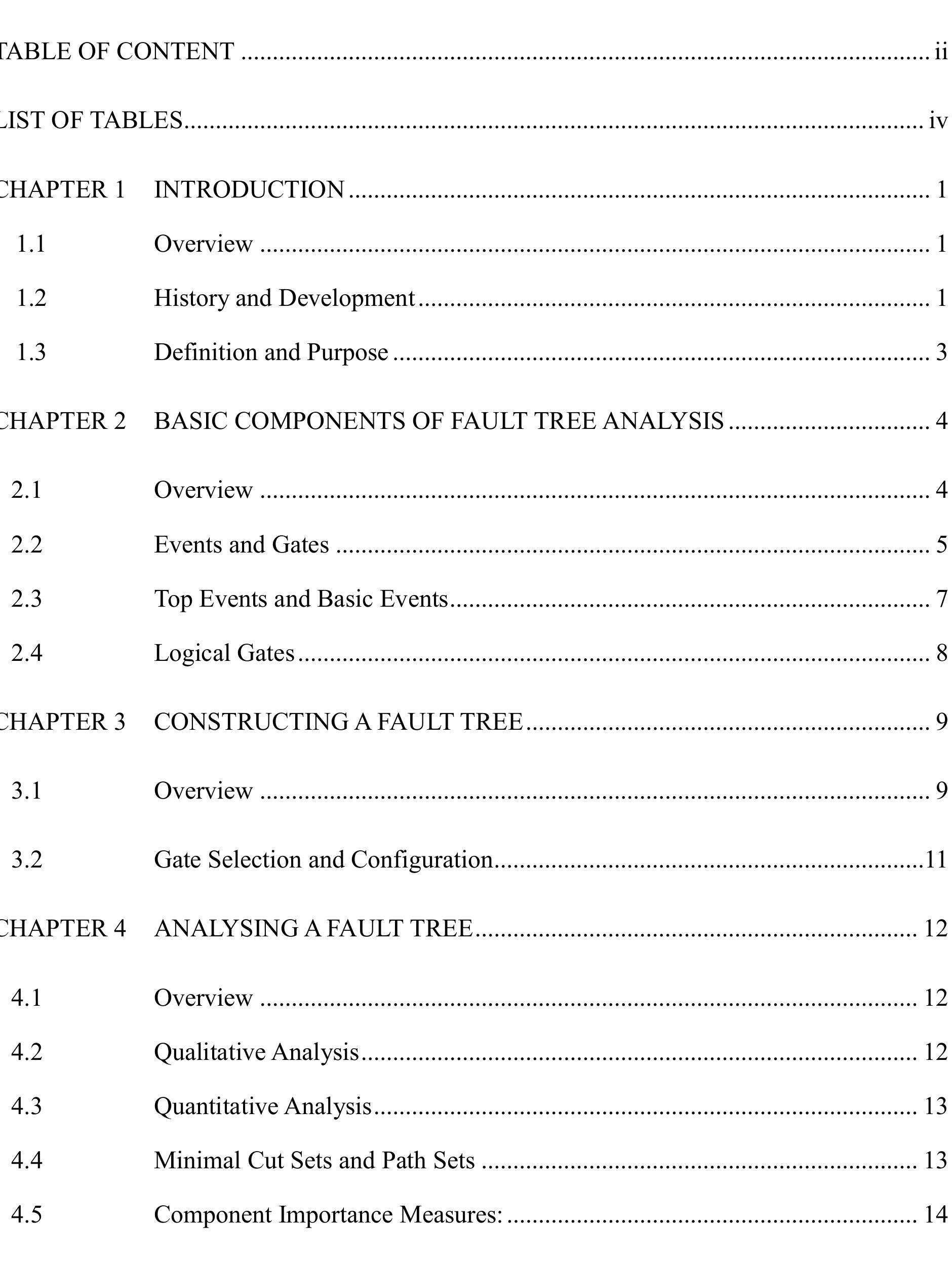 Table 1 - from Fault Tree Analysis in Engineering: