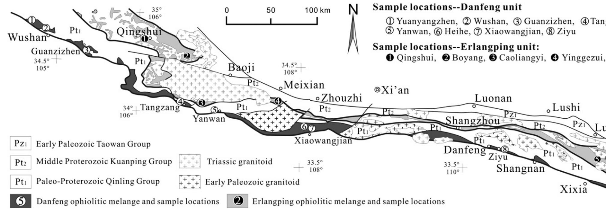Simplified tectonic map of the qinling orogenic belt showing