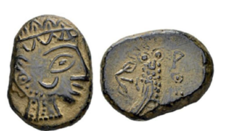 Figure 8: A North Arabian Athena bronze coin, or “Hegraean owl”. Class B, around the third century BC (Bauzou 2016: 89, no. 15).  THE NABATAEANS AGAINST THE HWLT — ONCE AGAIN 