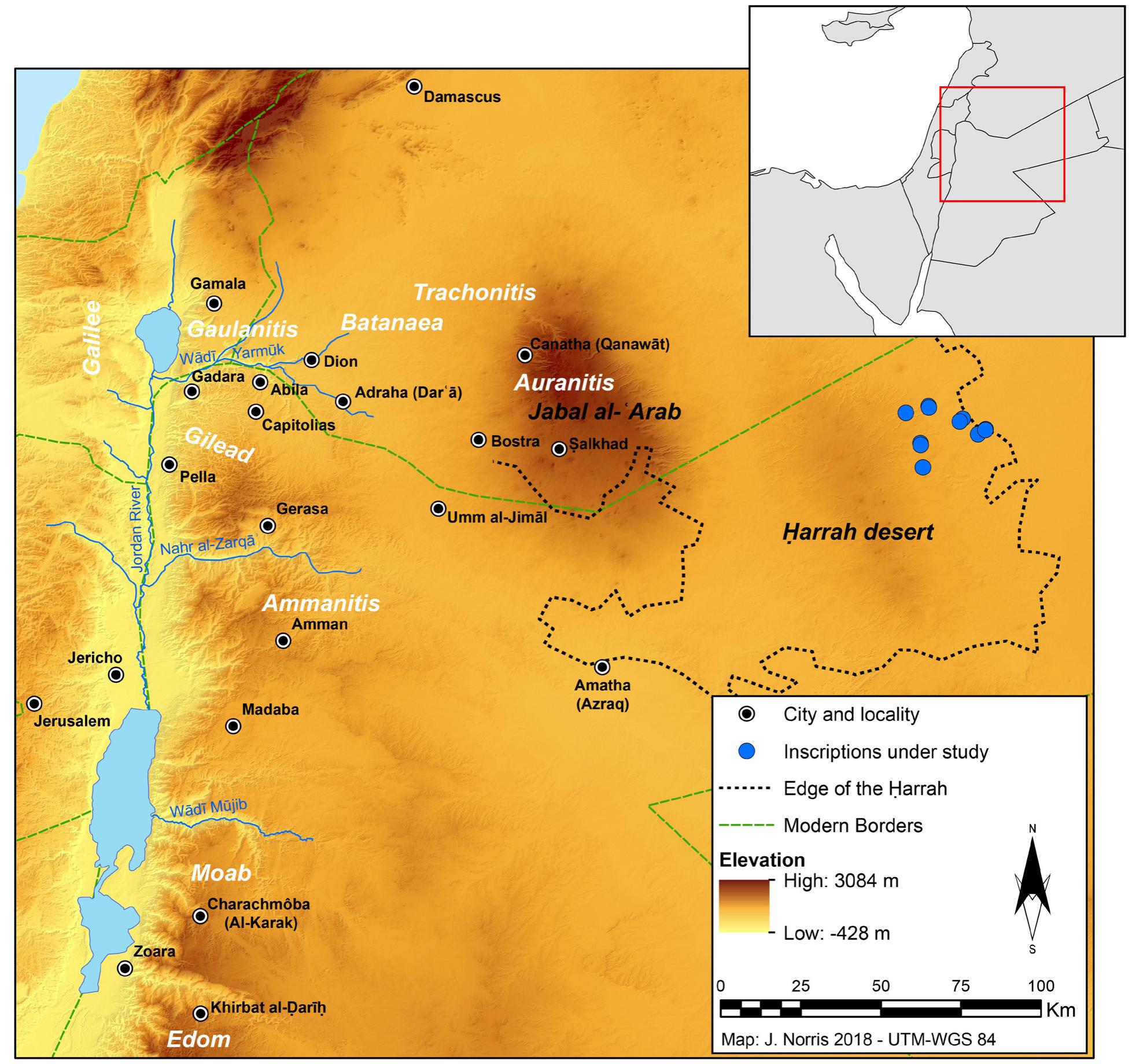igure 13. Map of northern Transjordan with the location of the Gilead region and the main regional towns (J. Norris 2018) 
