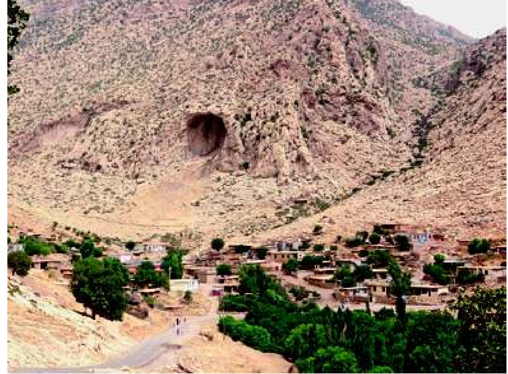 Fig. 13: Gunduk: looking north-west, towards cave above village. Photograph: authors, June 2009 