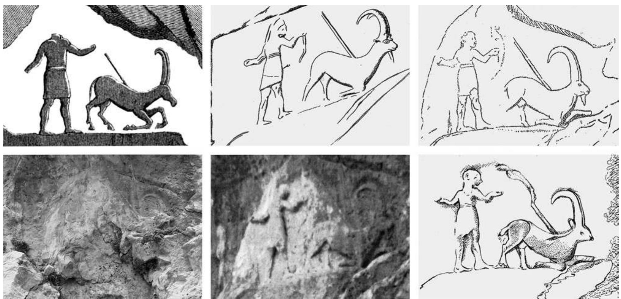 Fig. 19: Gunduk: Versions of Panel 1. From top left, clockwise: Layard/Cooper, Bachmann, Al-Amin, Borker-Klahn, Boehmer, Reade/Anderson 