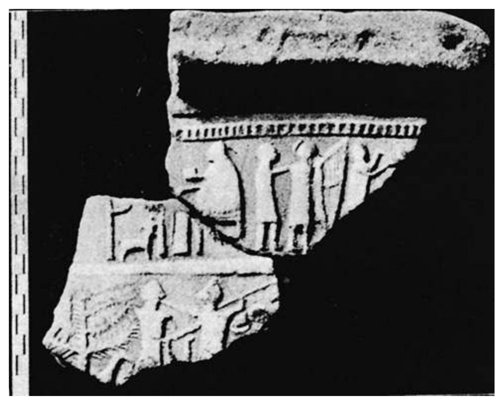 Fig. 26: Sherd with impression of Early Dynastic seal, said to be from Tell Adas. Bachmann (1927, 31, Abb. 21) 