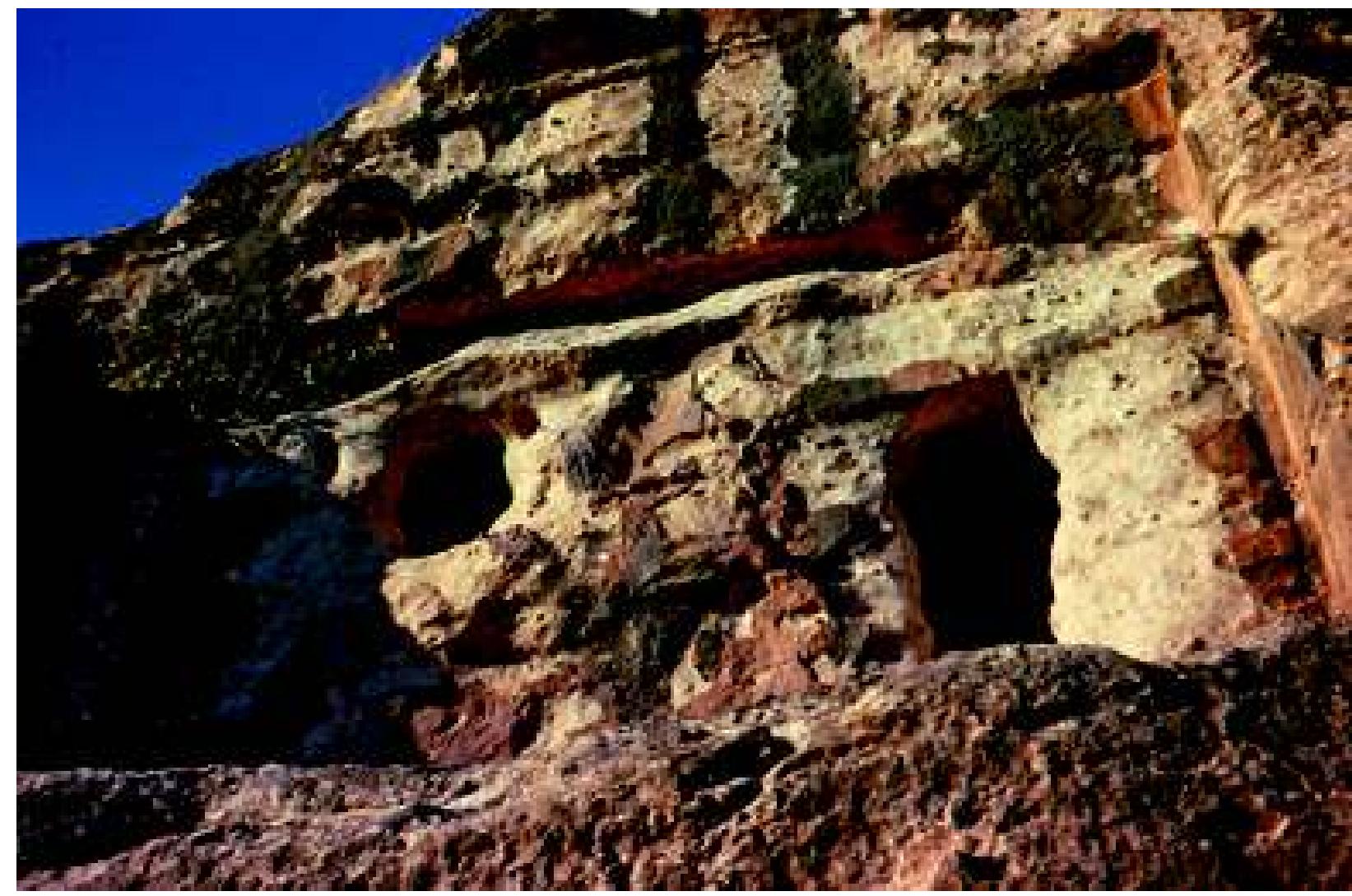 Fig. 49: Khanes: Rider Relief from angle, with original Neo-Assyrian surfaces at top and right, and heavy shadows from later carving. Photograph: S. N. Shaw Reade, c. February 1973 
