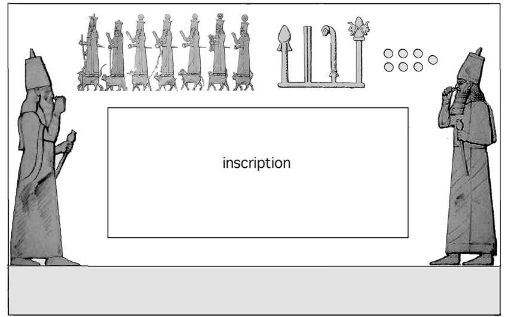 Fig. 52: Khanes: Rider Relief. Proposed appearance of original Neo-Assyrian panel, c. 685 BC. Not to scale. Drawing: J. E. Reade 