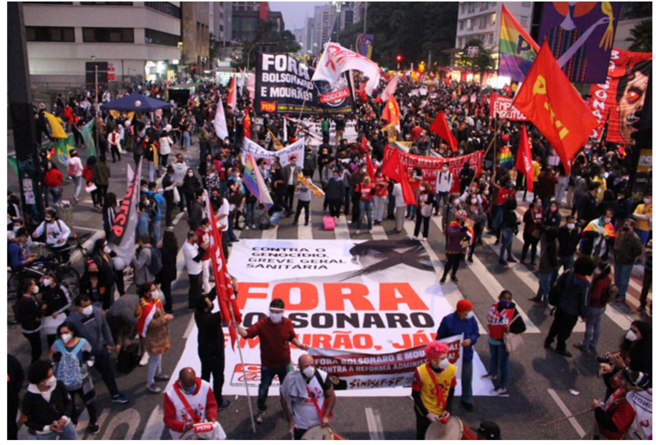 Figure 1. Bolsonaro Out! demonstration in Sao Paulo, Bra- zil, July 2021. Public Domain image by CSP-Conlutas 