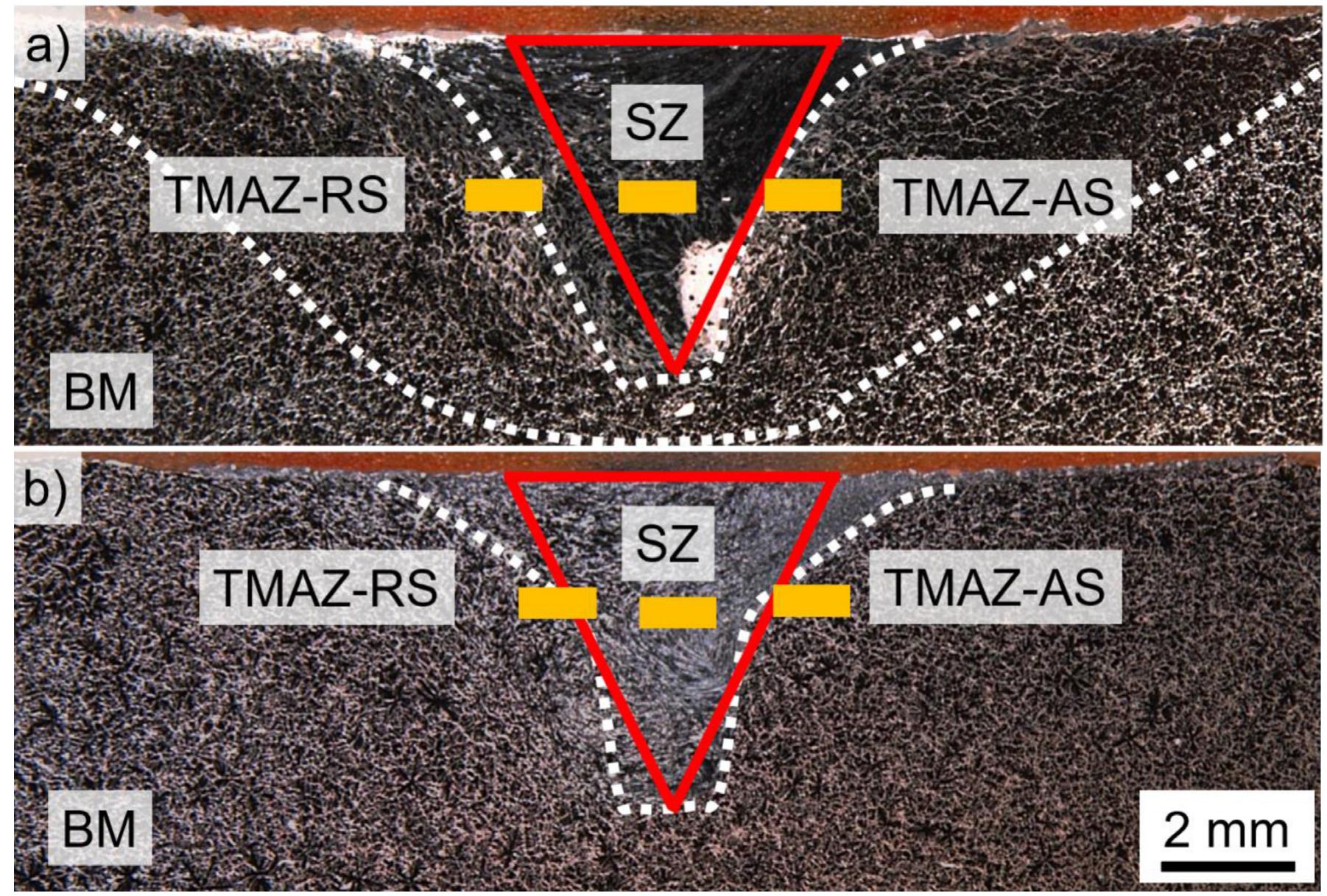 Light optical micrographs of the cross-section of the