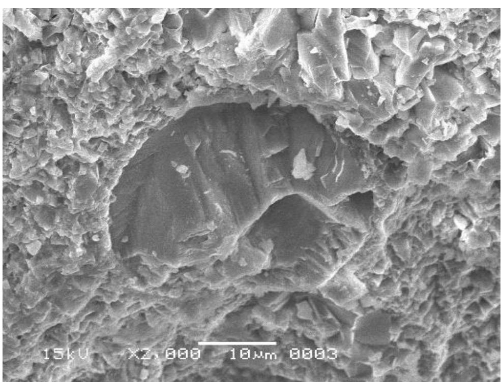 Sem images showing conchoidal fractures in parh limestone