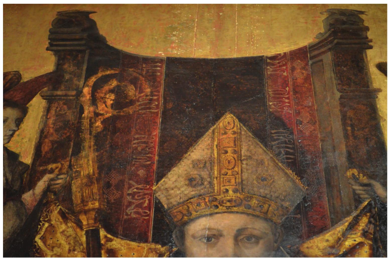 Fig. 3. Rodrigo de Osona and workshop, Saint Denis enthroned, 1501-1502, Museo de la catedral de Valencia. Detail (© Photo authors) 