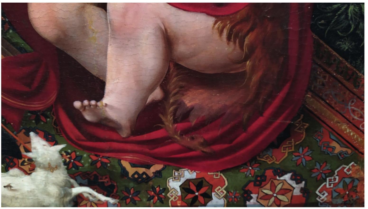 Fig. 6. Joan de Borgonya, Virgin with Child and Saint John, 1515-1525, Barcelona, Museu Nacional d’Art de Catalunya, inv. 005690-000, Carpet detail (© Photo authors) 
