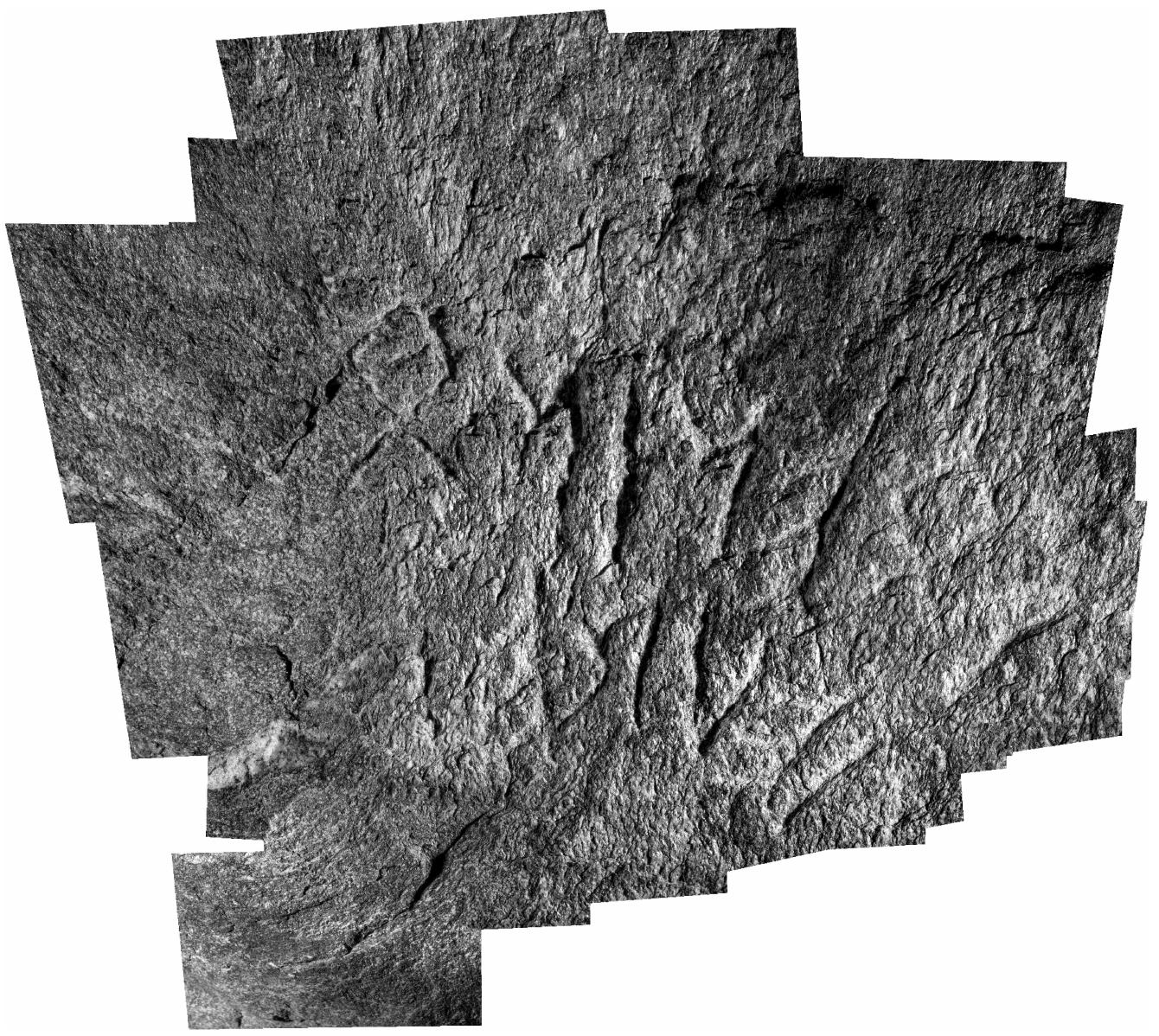 Fig. 111: The so-called Mur d’Hannibal (town of Liddes, Canton of Valais, Switzerland) (ABERSON, ANDENMATTEN, CASINI, FossaTi, & WACHTER 2021: 329 fig. 5; photographic montage of the inscription created in 2016 by Q. Milliet, I. Montani, & E. Sapin — Ecole des sciences criminelles, Université de Lausanne). 