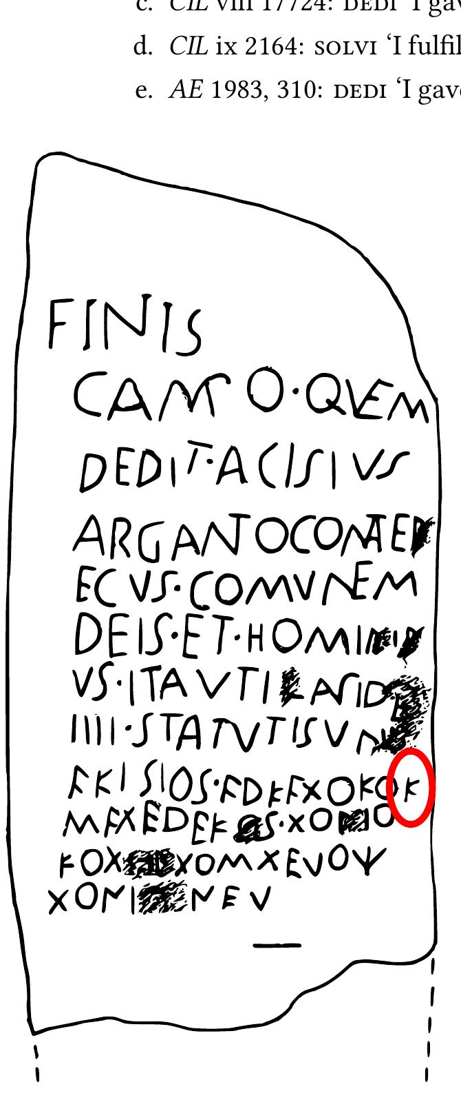 Fig. x: Inscription from Vercelli = RIG E-2 (facsimile drawing after LEJEUNE 1988: 29. © CNRS). 