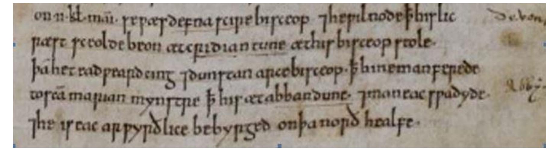 MS. C, end of fol. 143r.  The second begins with the notice of the porticus, and the third is the continuation which begins  at 978: 