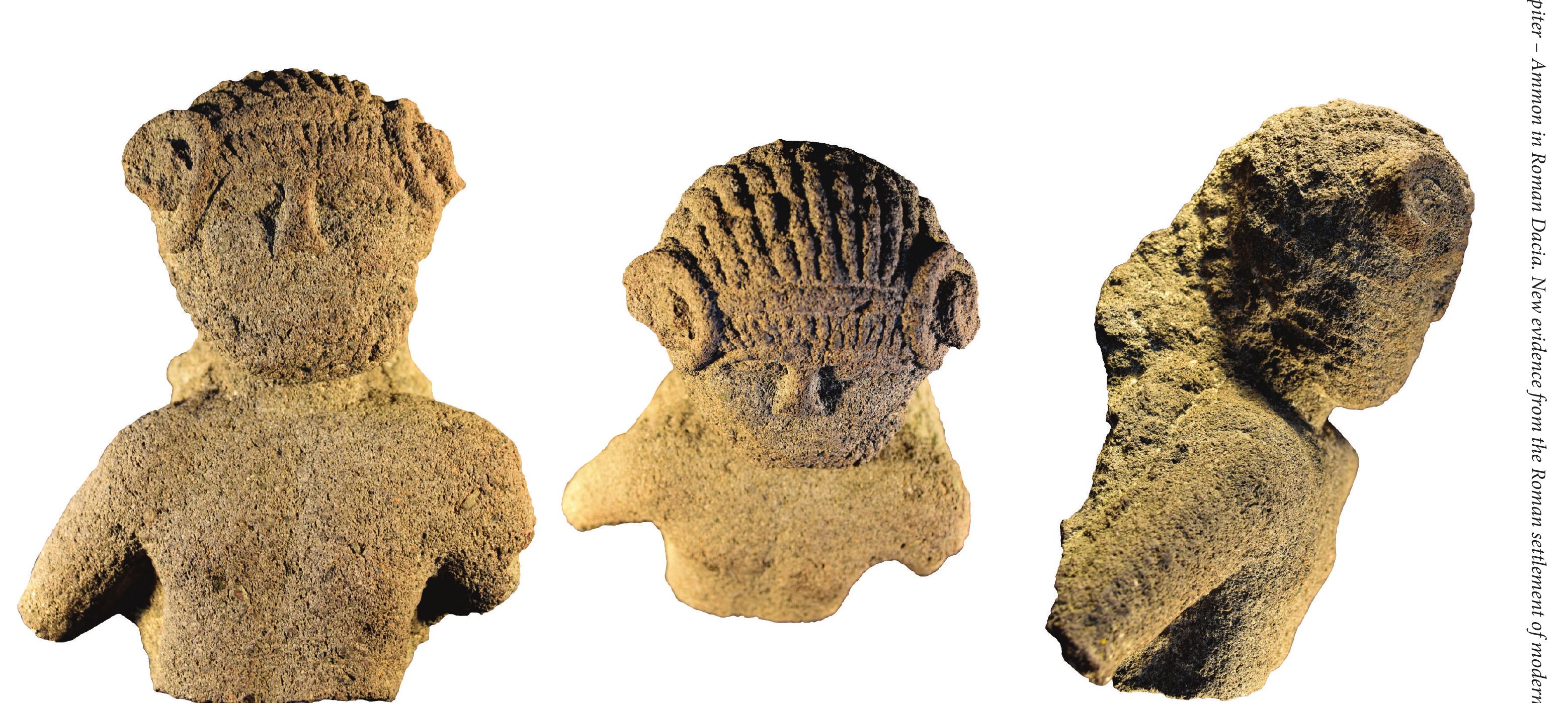 Fig. 2. a-c. The monument depicting Jupiter - Ammon from Calugareni / Mikhaza (photos: Szilamér-Péter Panczél). 