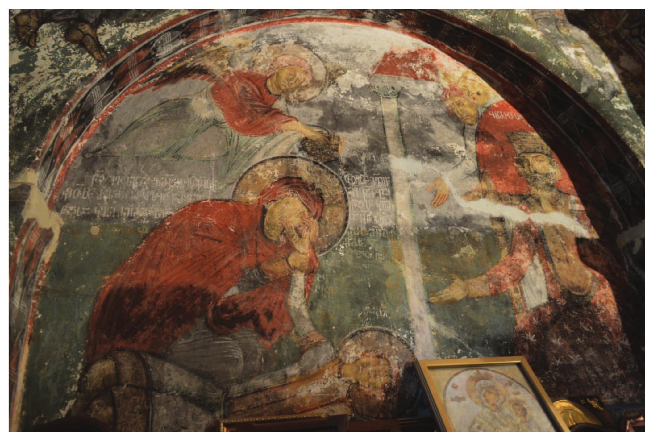 Fig. 17.3: Georgia, Svaneti, Lagurka, St Kerykos and Ioulitta church. Life of St Kerykos and Ioulitta, Lamentation (1112) (A. Katsioti). 