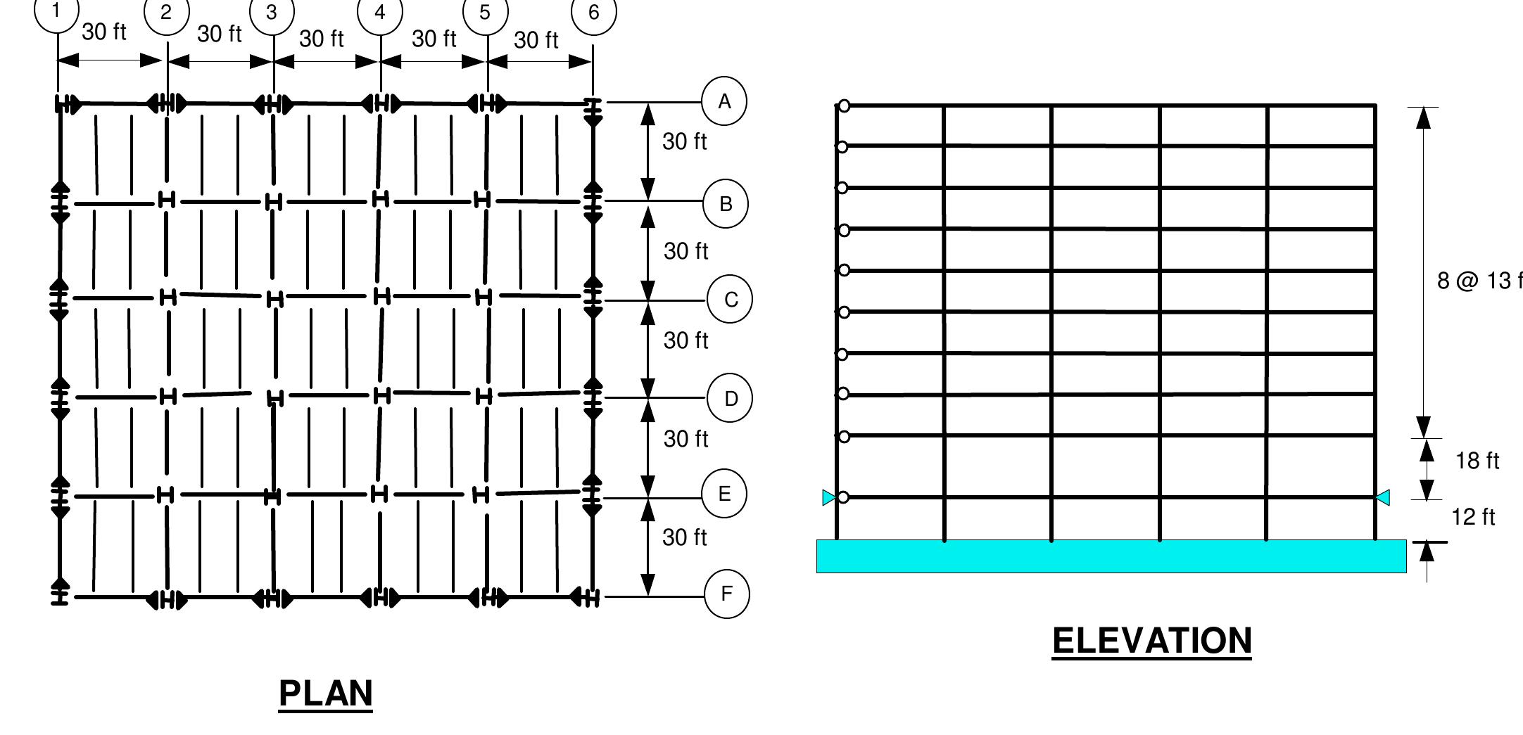 1. plan and elevation views of the 10-story structure