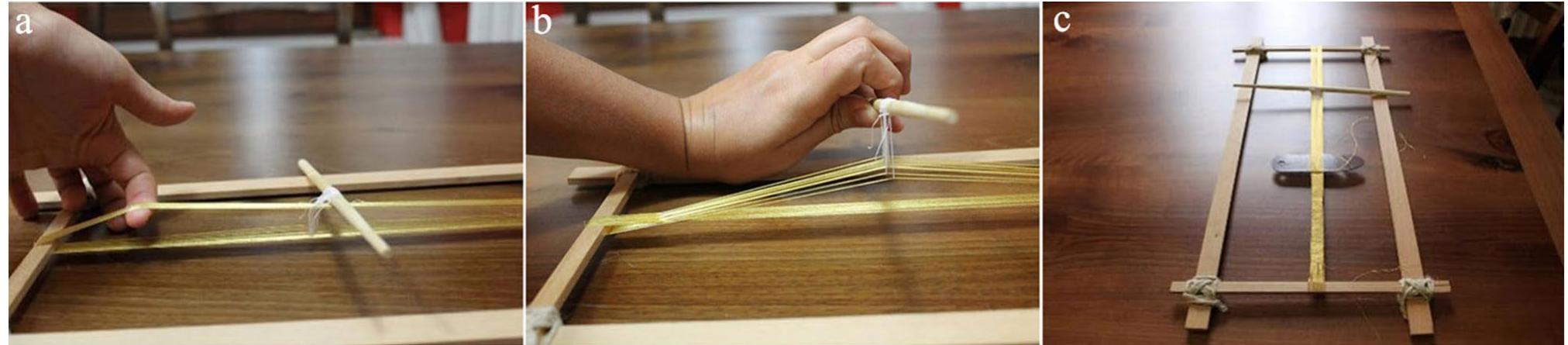 Fig. 9: Hands-on weaving experiment was performed in collaboration with the weaver Elena Ciccarelli (Photos: Elena Ciccarelli) 