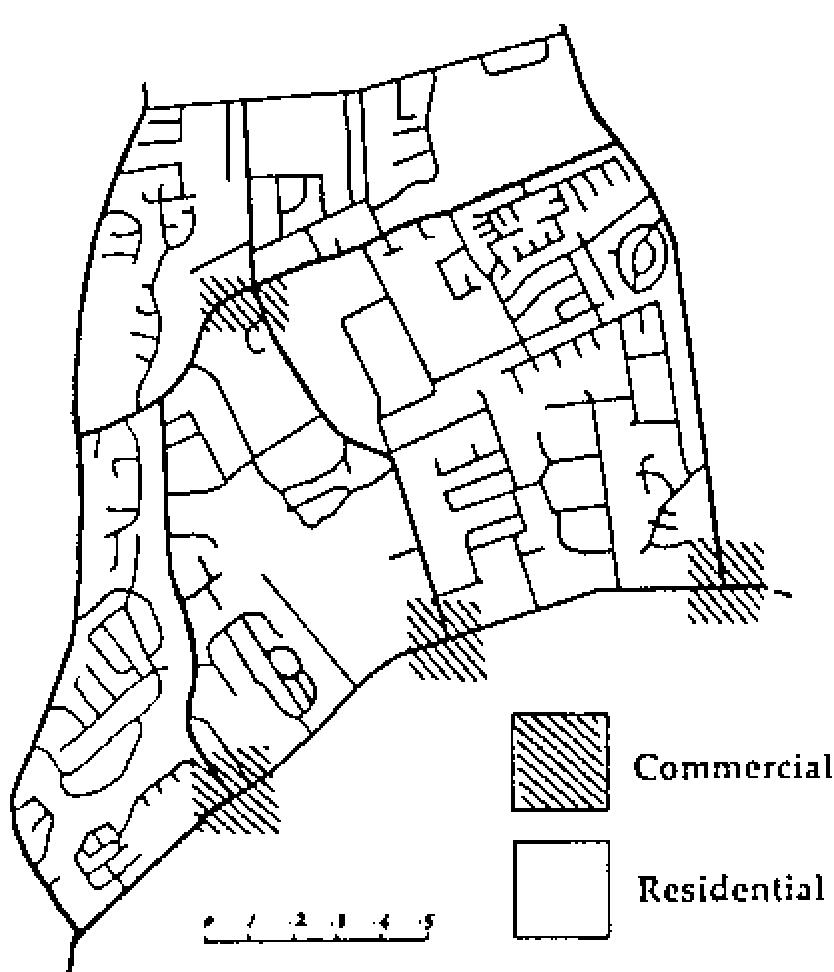 Rincorn valley street network and land-use distribution.