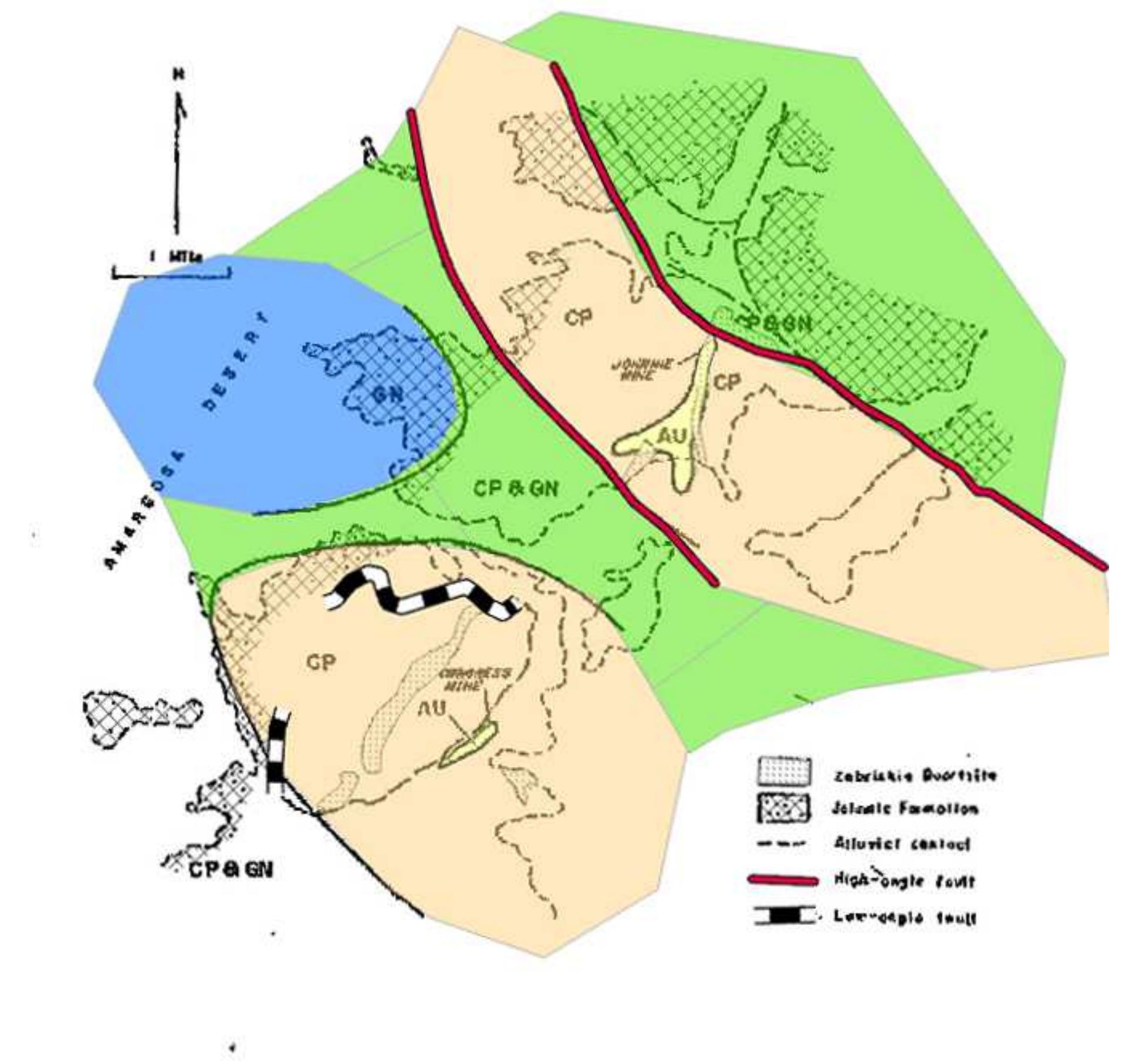 Hypogene Map showing broad interpretation of hypogene mineralogic