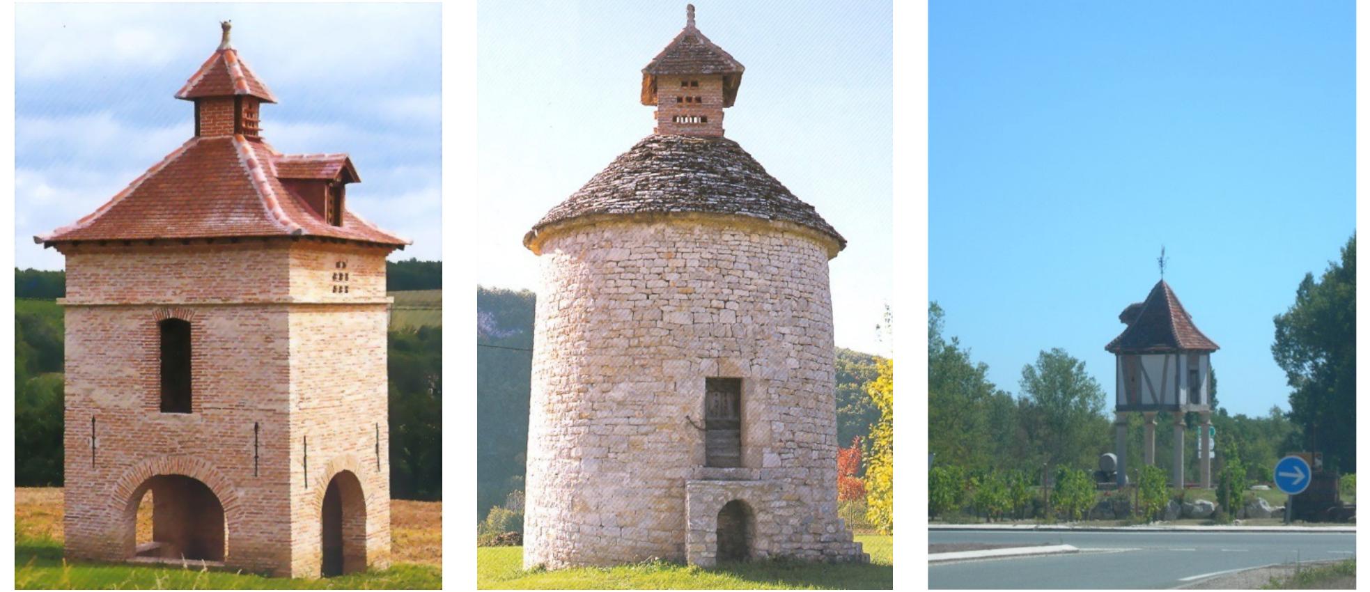 Fig. 4, 5, 6. Garonne e Lot: some “pigeonniers”; the last is inserted in a roundabout 