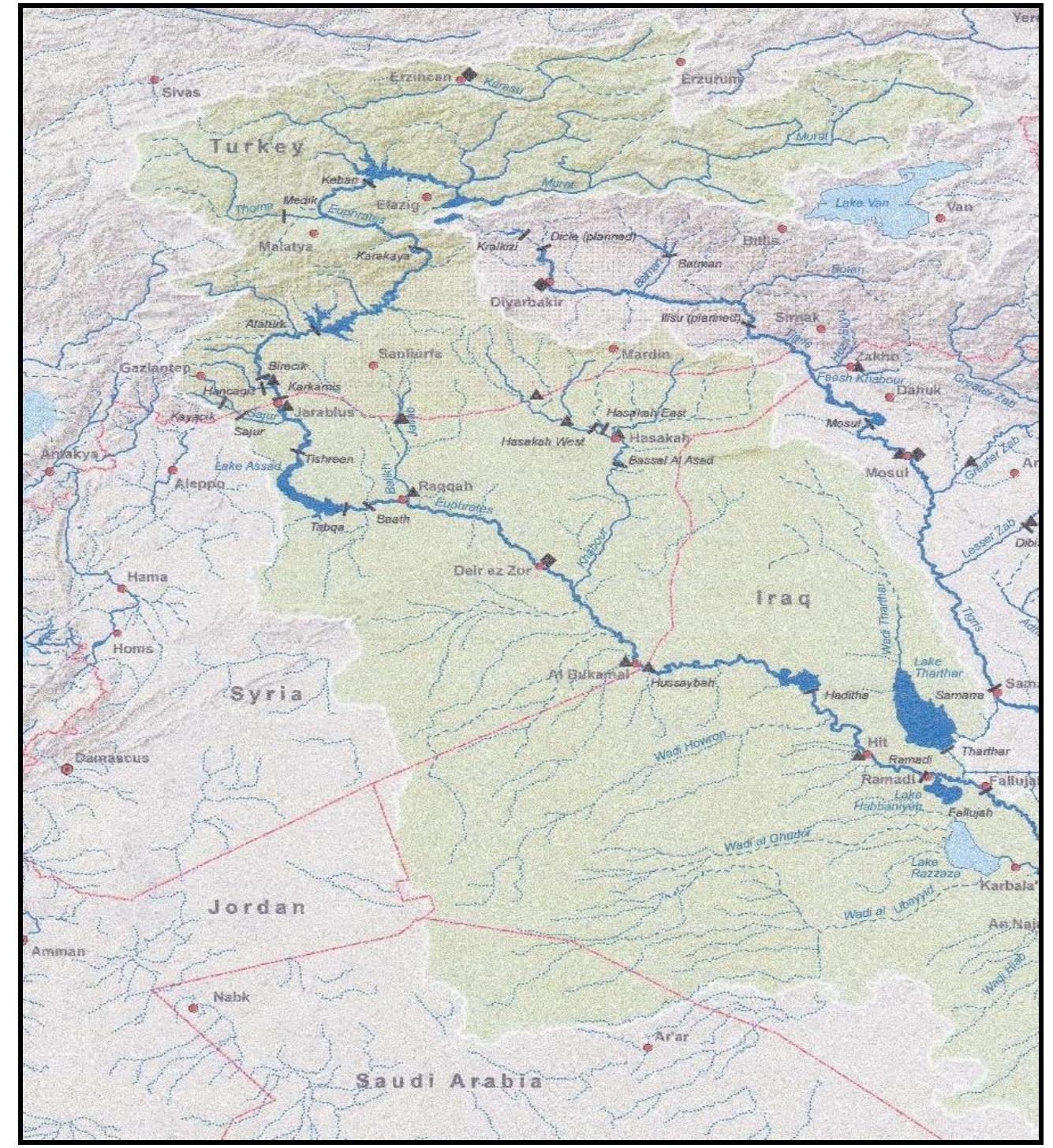 Map of the euphrates river catchment area ([27]). with very