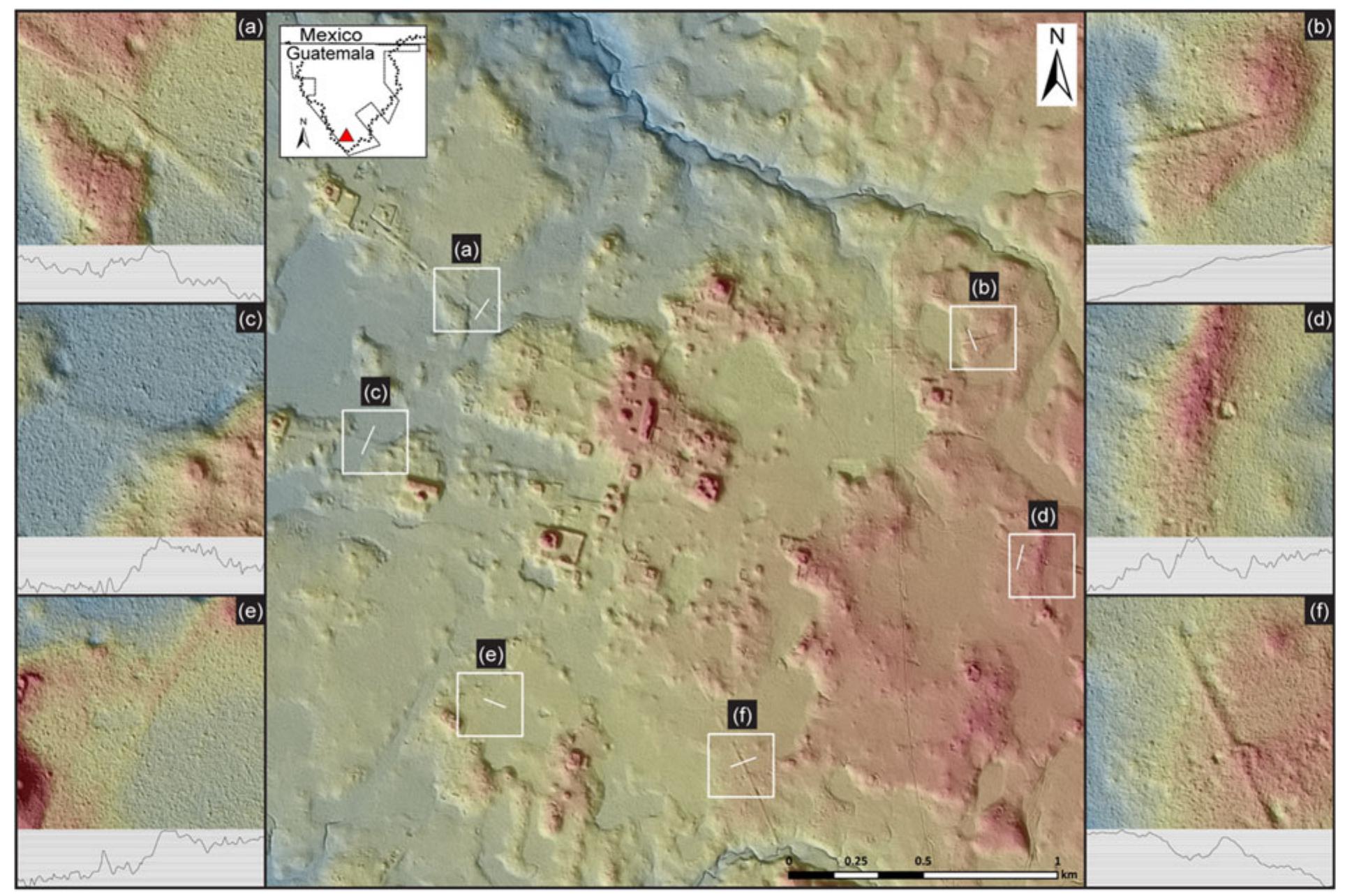Intrasite Map Digital elevation map of el mirador with causeways and