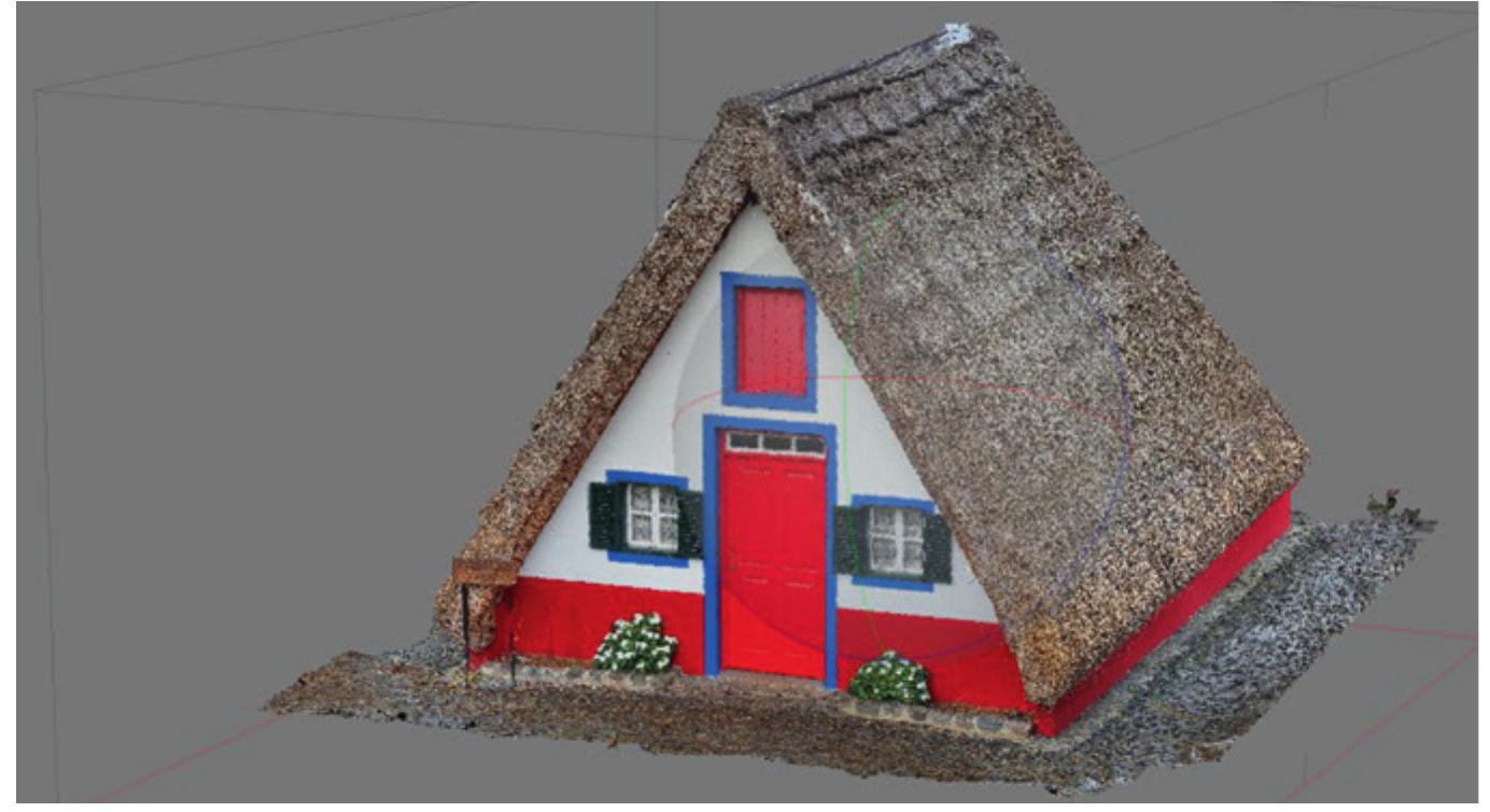 Fig. 6 A lightweight textured mesh generated from the digital photogrammetric survey of the traditional San Sebastian House (Madeira, Portugal) (Editing: Authors in 2022) 