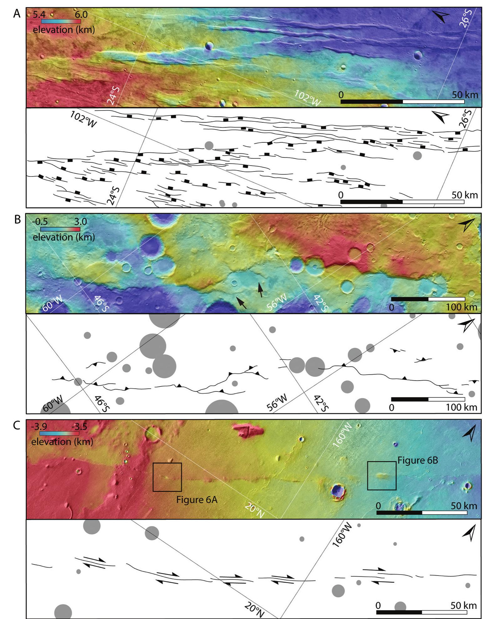 Mars Body Types Examples of landforms on mars formed by different types of