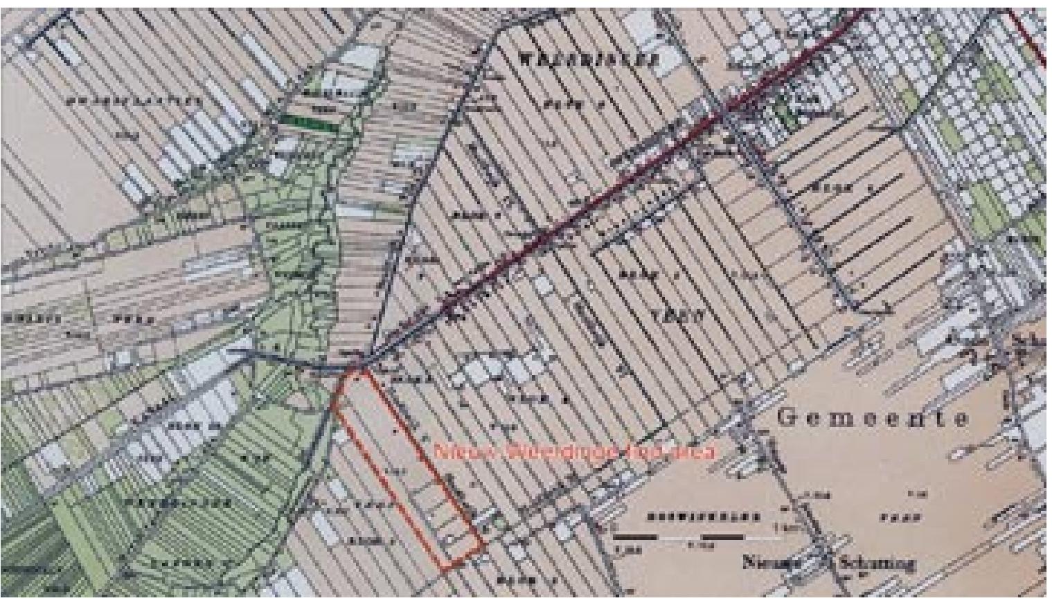 Pigs Location of the approximate find area of the Nieuw-Weerdinge hoard (based on the find strip  under exploitation in 1925: west of the NW-SE Derde Kruisdiep (information courtesy of Van der Sanden, see VAN DER SANDEN 2023, forthcoming). Map shows the extent of peat-reclamations by 1911 (source: Chromo-topografische Kaart van het Koninkrijk der Nederlanden (1877-1930). 