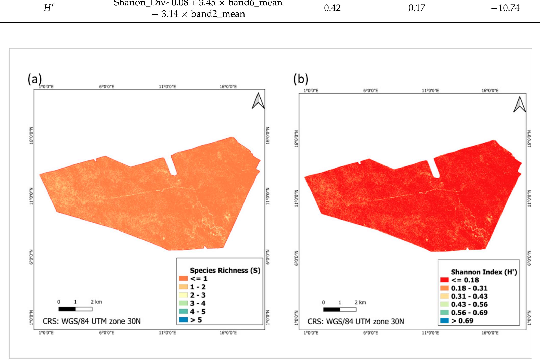 Species diversity thematic maps derived from the stepwise