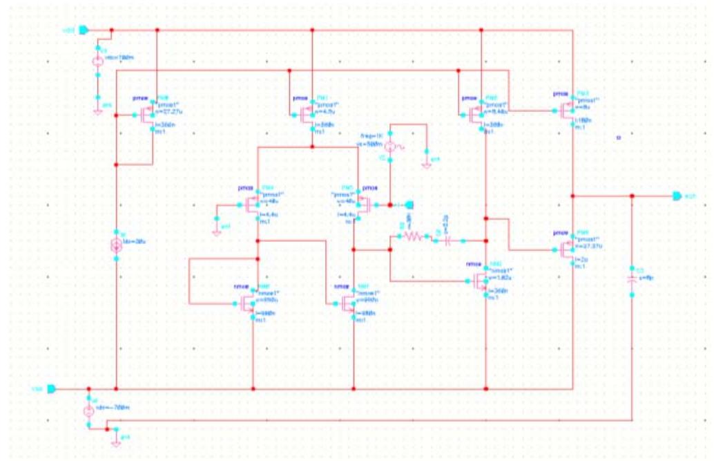 Schematic diagram of two stage cmos op-amps are shown below