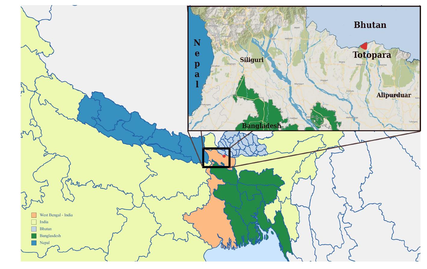 (Figure 1). Toto is the smallest legally recognized  division of the Alipurduar district of West Bengal 
